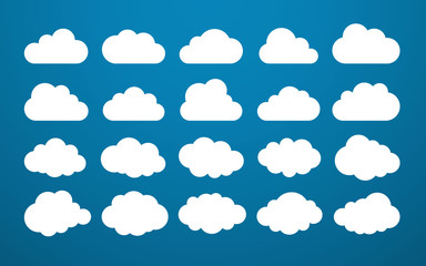 Wall Mural - cloud. abstract white cloudy set isolated on blue background. vector illustration