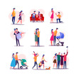 © PCH.Vector - Family life cycle set. Man and woman dating, couple getting married, having baby, walking with children, getting old. People concept. illustration posters, presentation slides, web design