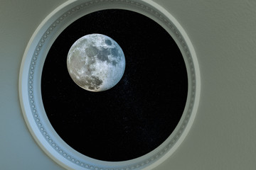 Wall Mural - space tourism, a view from a spaceship (3d rendering.this image elements furnished by nasa)