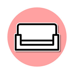 Poster - Sofa sticker icon. Simple thin line, outline vector of web icons for ui and ux, website or mobile application