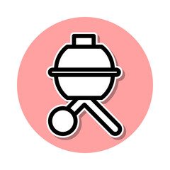 Poster - B-b-q sticker icon. Simple thin line, outline vector of web icons for ui and ux, website or mobile application