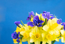 Bouquet Of Daffodil And Iris Flowers