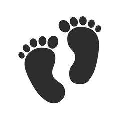 Leinwandbilder - Child pair of footprint sign icon. Toddler barefoot symbol. Baby's first steps. Graphic design element.