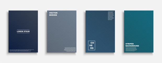 Aufkleber - Creative colorful minimalistic covers, templates, posters, placards, brochures, banners, flyers and etc. Abstract geometric striped backgrounds with wavy lines. Elegant trendy design