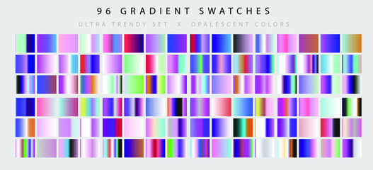 Aufkleber - Set of neon retrowave and vaporwave gradient swatched for design. UI kit, fancy modern trendy palette.