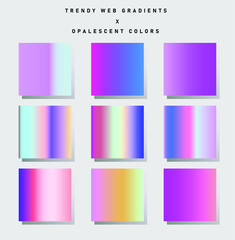 Poster - Set of neon retrowave and vaporwave gradient swatched for design. UI kit, fancy modern trendy palette.