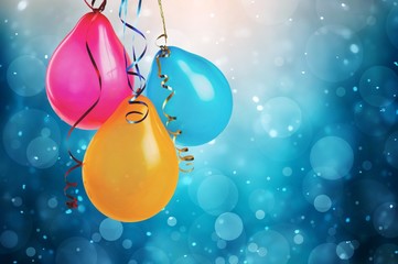 Canvas Print - Bunch of colorful balloons on bokeh background