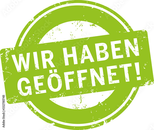 Fotografía grüner Button Siegel wir haben geöffnet