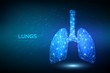 © iuriimotov - Lungs. Low polygonal human respiratory system lungs anatomy. Treatment of lung diseases. Medicine cure tuberculosis, pneumonia, asthma. Abstract health care medical concept. Vector illustration.