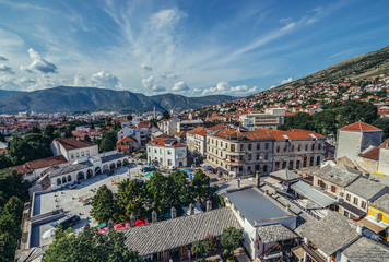 Canvas Print - View on Mostar city, Bosnia and Herzegovina