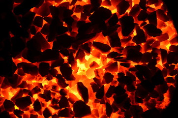 Poster - The background consists of burning coal anthracite with different intensities.