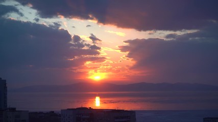 Canvas Print - Bright sunset over the sea.