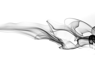 Black smoke on white background, abstract art, Movement of fire design