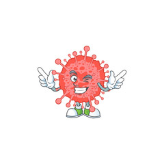 Poster - Funny coronavirus disaster cartoon design style with wink eye face