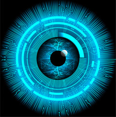 Wall Mural - Blue eye cyber circuit future technology concept background