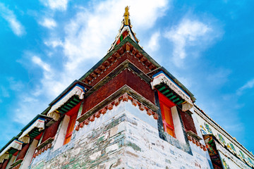 Arou Temple（A’rou Temple） in Qinghai Province, China. Chinese Tibetan Buddhist temple