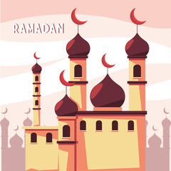 Sticker - mosque building with label ramadan