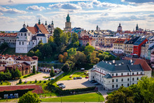 Lublin, Poland - Panoramic View Of City Center With St. Stanislav Basilica And Trinitarian Tower In Historic Old Town Quarter