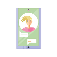 Sticker - smartphone with speech bubble on white background