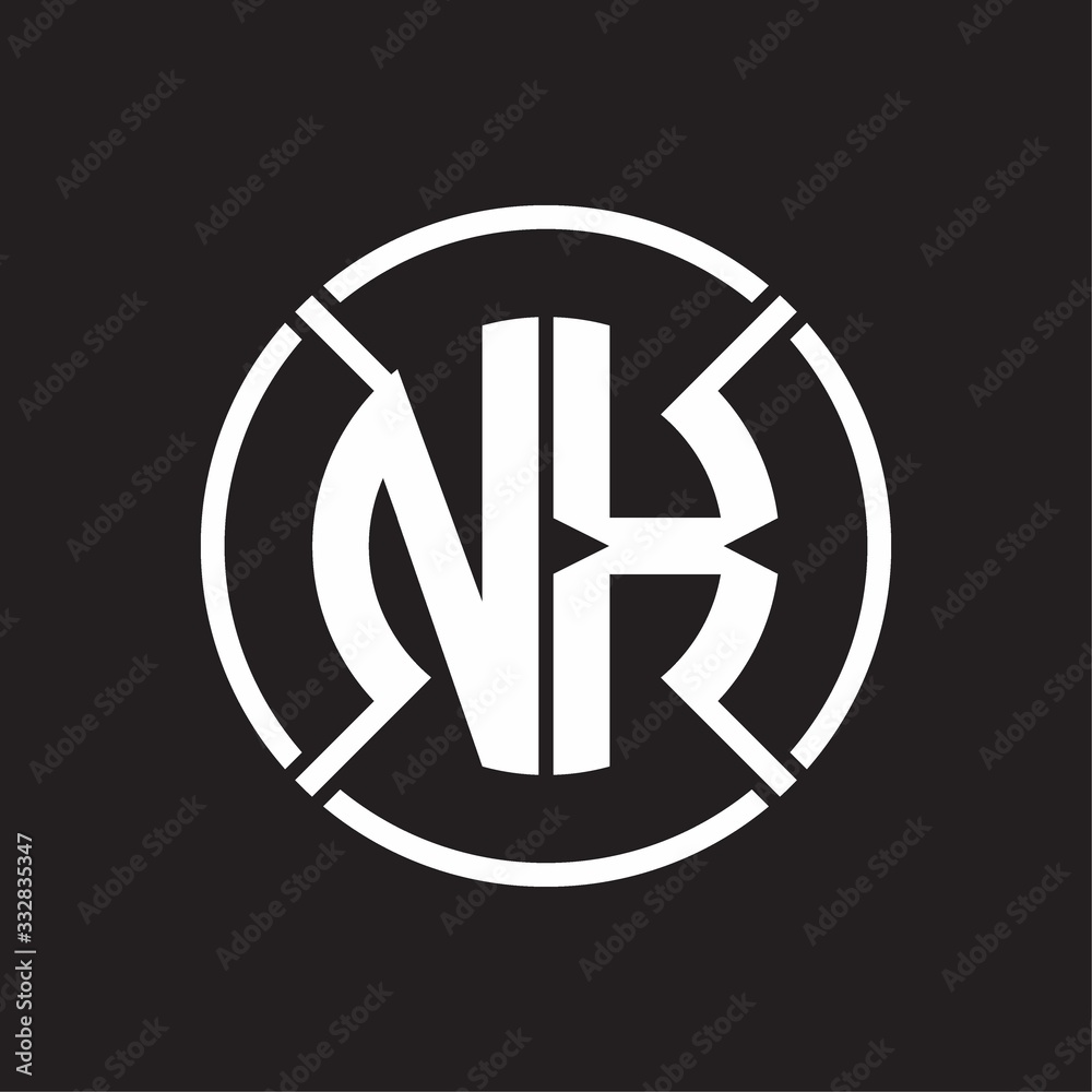 NX Logo monogram with four part circle slash rounded design template ...