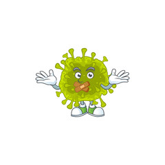 Sticker - Coronavirus spread cartoon character design concept showing silent gesture