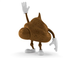 Sticker - Poop character with hand up