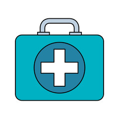 Sticker - first aid kit isolated icon vector illustration design