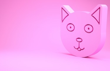 Wall Mural - Pink Pet icon isolated on pink background. Minimalism concept. 3d illustration 3D render