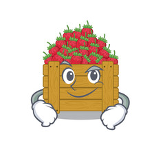 Wall Mural - Funny strawberry fruit box mascot character showing confident gesture