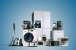 3d render of home appliances collection set