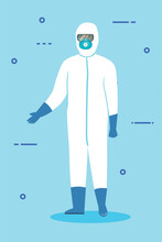 Person With Biohazard Suit Protection Isolated Icon Vector Illustration Design