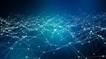 Fototapete - Abstract connection blue background network 3D rendering