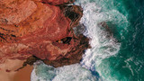 Fototapeta Morze - Aerial Drone Videos Kalbarri National Park Red Bluff Western Australia 