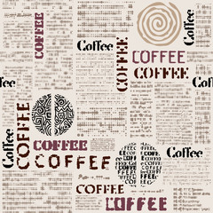 Aufkleber - Coffee. Abstract coffee pattern. Seamless image