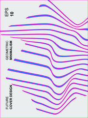 Poster - Minimalistic stilyzed design for poster or magazine cover. Blue lines. Future geometric design. Abstract 3d meshes. Eps10 vector. Modern graphic illustration for prints and social media templates. 