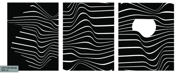 Fototapete - Abstract rippled lines pattern with wavy vibrant facture on background. Square format. Vector illustration EPS 10. Editable vector element for creating and graphic design. Social media template. Text.