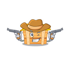 Poster - Funny banana fruit box as a cowboy cartoon character holding guns