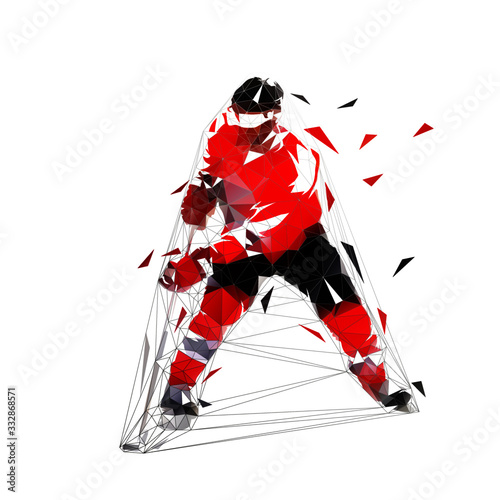 Dekoracja na wymiar  hokeista-w-czerwonej-koszulce-na-lyzwach-z-krazkiem-na-bialym-tle-ilustracji-wektorowych-niskiej-wielokata