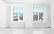 © New Africa - Beautiful view of snowy mountains through windows