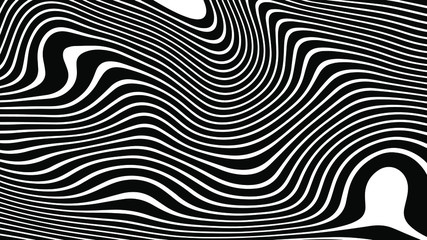 Poster - Abstract rippled or black lines pattern with wavy vibrant facture on white background and texture. Liquify lines 3D effect. Vector illustration. EPS 10. Creative graphic design. 