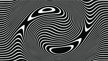 Poster - Abstract rippled or black lines pattern with wavy vibrant facture on white background and texture. Liquify lines 3D effect. Vector illustration. EPS 10. Creative graphic design. 