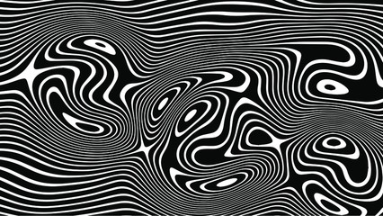 Poster - Abstract rippled or black lines pattern with wavy vibrant facture on white background and texture. Liquify lines 3D effect. Vector illustration. EPS 10. Creative graphic design. 
