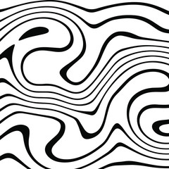 Poster - Abstract rippled or black lines pattern with wavy vibrant facture on white background and texture. Liquify lines 3D effect. Vector illustration. EPS 10. Creative graphic design. 