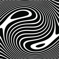 Poster - Abstract rippled or black lines pattern with wavy vibrant facture on white background and texture. Liquify lines 3D effect. Vector illustration. EPS 10. Creative graphic design. 