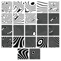 Poster - Abstract rippled or black lines pattern with wavy vibrant facture on white background and texture. Liquify lines 3D effect. Vector illustration. EPS 10. Creative graphic design. 
