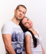 © Arsentyev Vladimir - Couple, man and woman stand close and look into camera