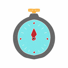 Poster - stopwatch vector design. digital hand drawn style. grain texture