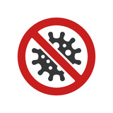 Fototapeta  - Coronavirus Icon with Prohibit Sign on White Background. Vector