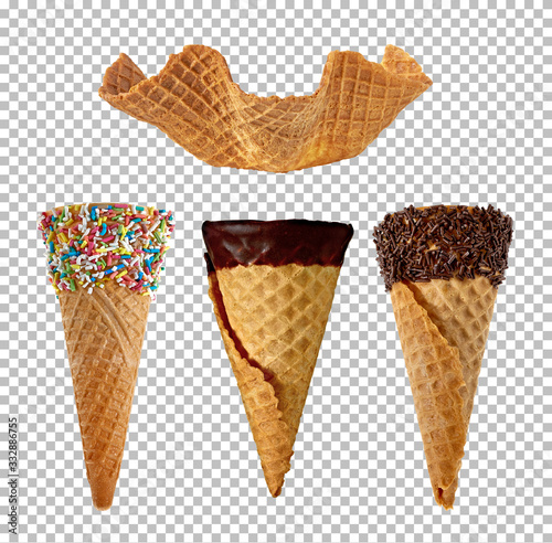 Fotografía Group of ice cream cones on isolated background