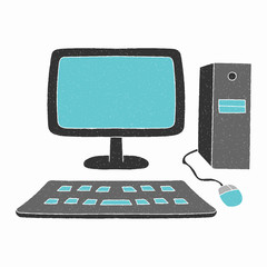 Fototapete - computer vector design. digital hand drawn style. grain texture